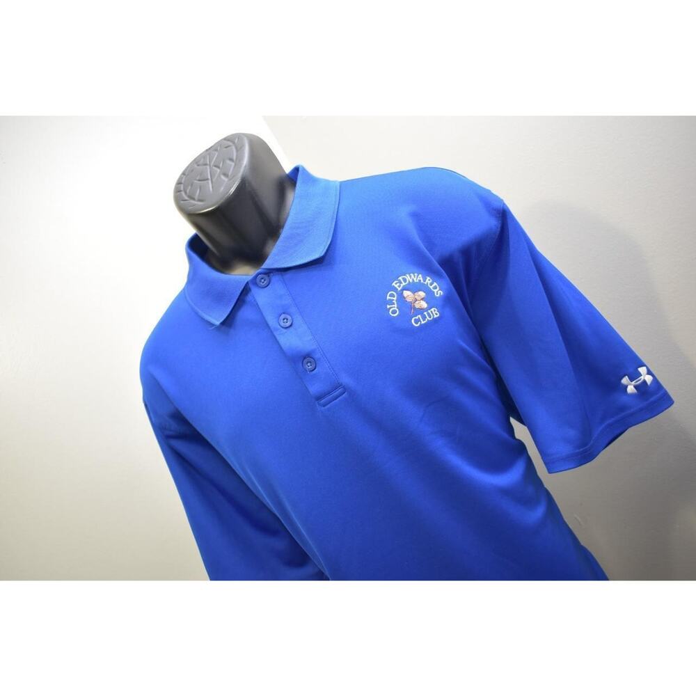 Under Armour Golf Polo HeatGear Blue Athletic Short Sleeve Golf Shirt Mens Sz XL